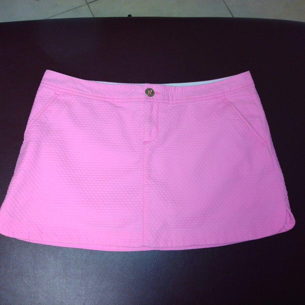 ❤️LILLY PULITZER Pink RIbbed Mini Tennis Skorts Skirt Sz 10